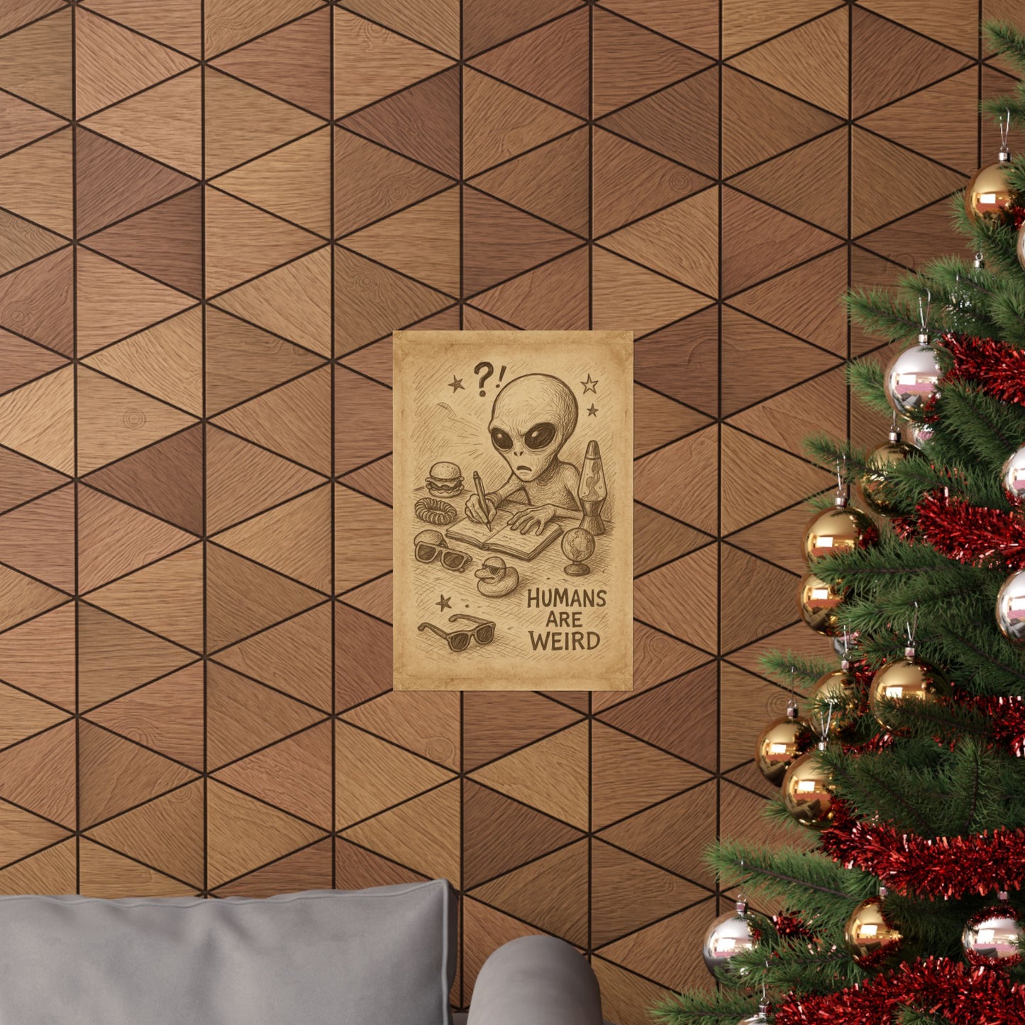 Humans Are Weird Matte Vertical Poster — Alien Illustration Art Print