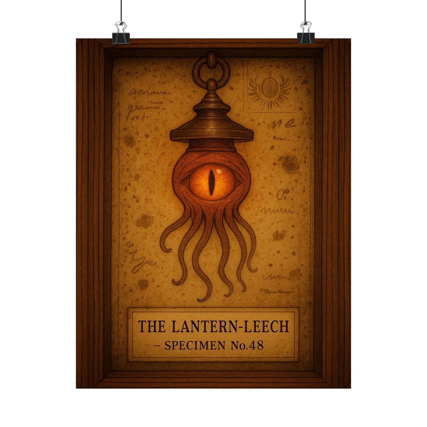 Lantern-Leech Vintage Specimen Poster — Matte Vertical Mythical Creature Art