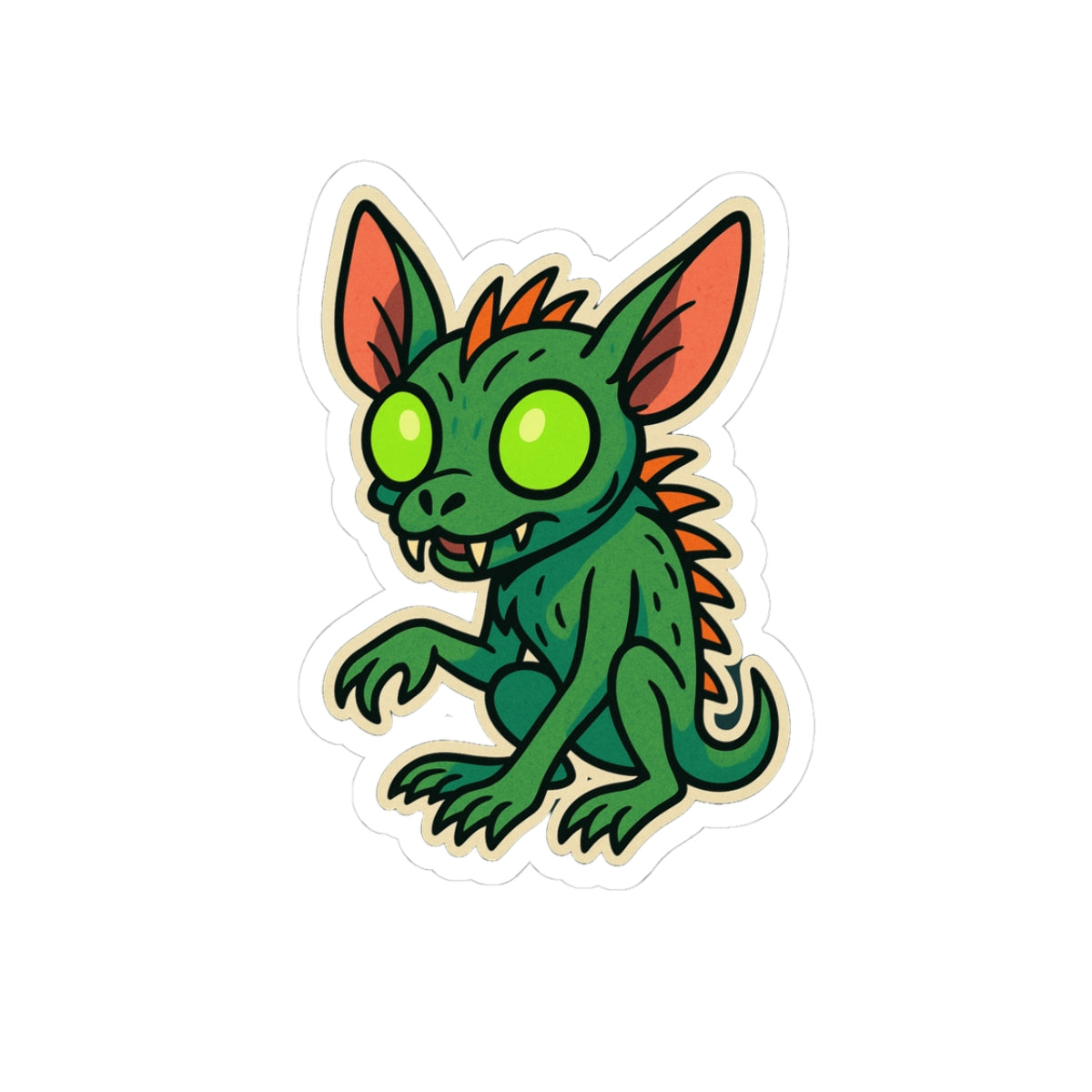 Gremlin Vinyl Sticker — Cute Green Monster Kiss-Cut Decal for Laptops & Water Bottles