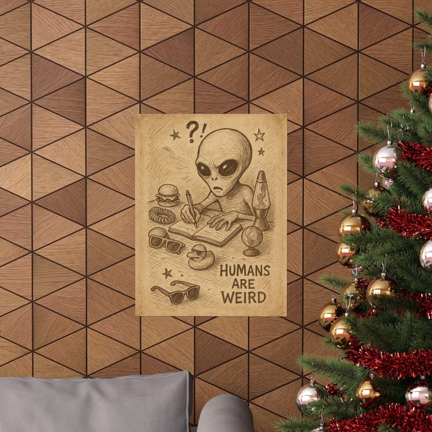 Humans Are Weird Matte Vertical Poster — Alien Illustration Art Print