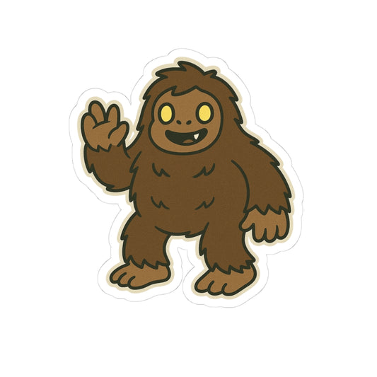 Cute Sasquatch Sticker — Friendly Bigfoot Kiss-Cut Decal