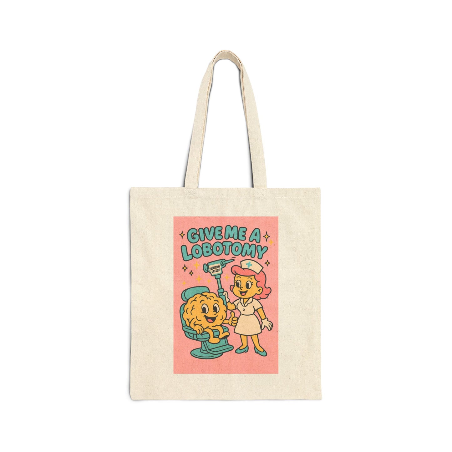 Retro 'Give Me a Lobotomy' Canvas Tote
