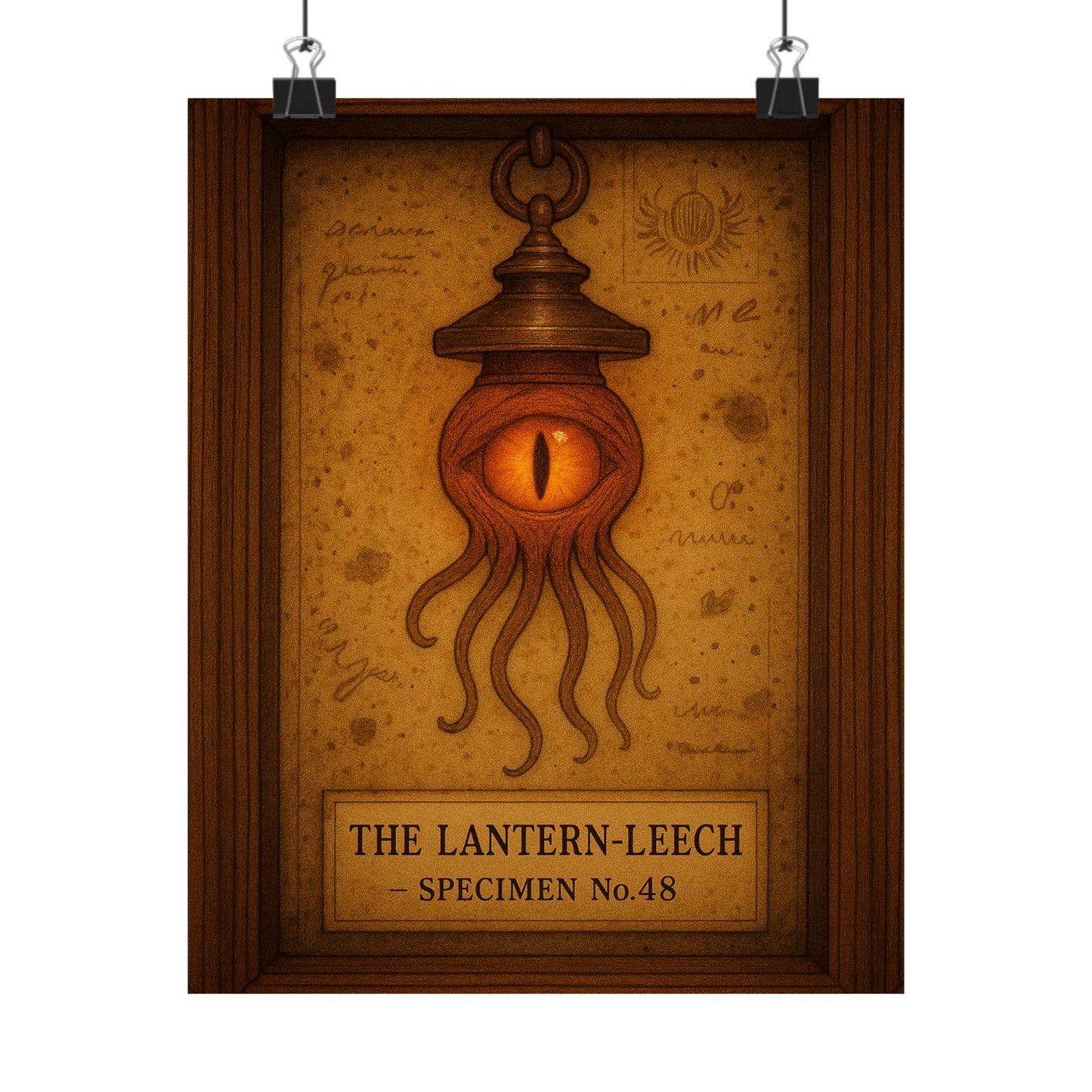 Lantern-Leech Vintage Specimen Poster — Matte Vertical Mythical Creature Art
