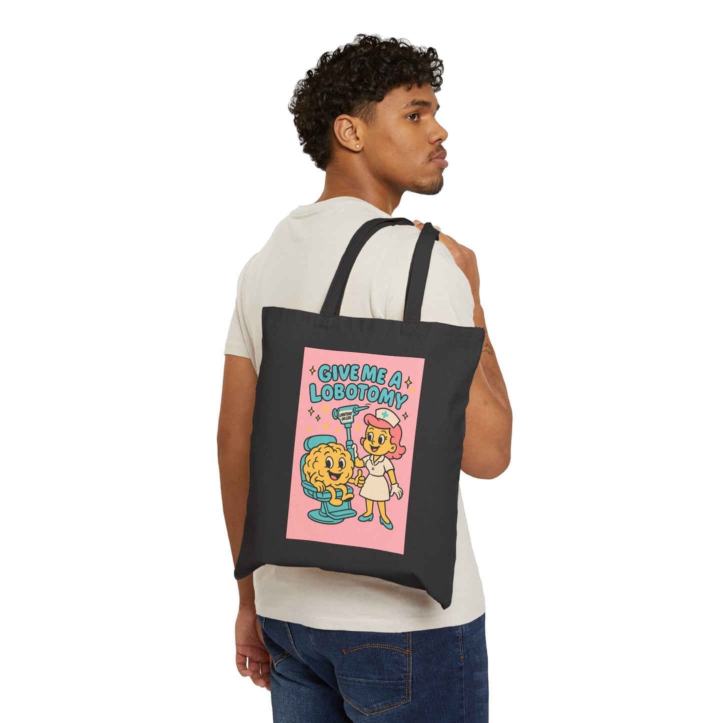 Retro 'Give Me a Lobotomy' Canvas Tote